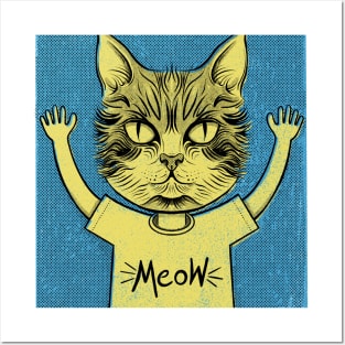 Surreal Meow Cat Head Posters and Art